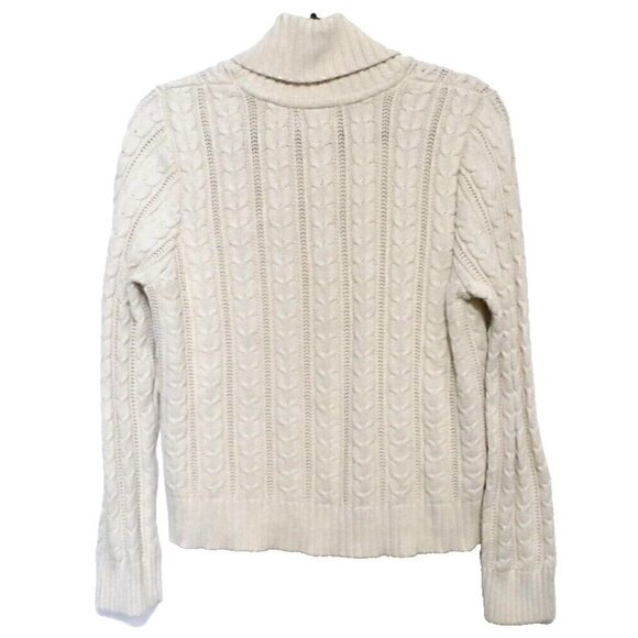 CROFT & BARROW beige 100% cotton cable knit cardigan sweater woman's size L - Picture 4 of 4